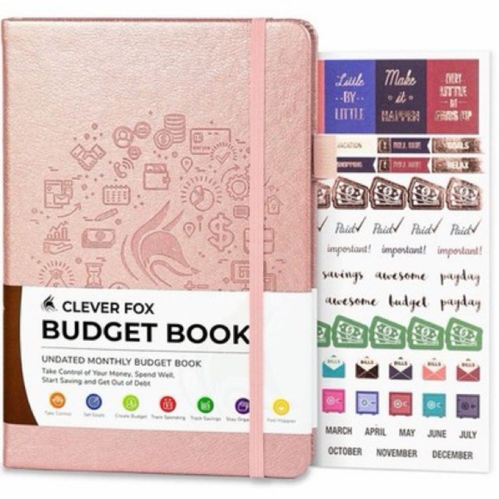 NWT/Clever Fox/Budget Book/ROSE GOLD/5.3" X 7.7"/12 months (8 pages per month)